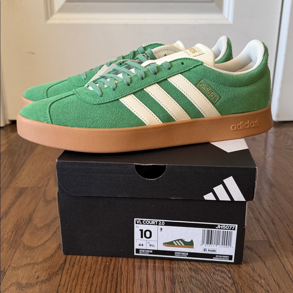 Adidas Men’s VL Court 2.0 Sportwear Preloved Green Size 10 - Picture 1 of 12